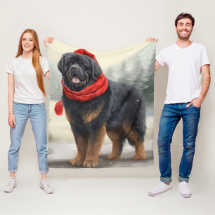Tibetaanse Mastiff Hond in Sneeuw Kerstmis Fleece Deken