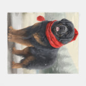Tibetaanse Mastiff Hond in Sneeuw Kerstmis Fleece Deken (Voorkant (Horizontaal))