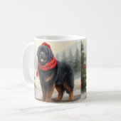 Tibetaanse Mastiff Hond in Sneeuw Kerstmis Koffiemok (Voorkant links)
