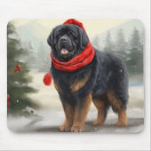 Tibetaanse Mastiff Hond in Sneeuw Kerstmis Muismat (Voorkant)