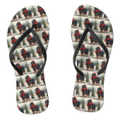 Tibetaanse Mastiff Hond in Sneeuw Kerstmis Teenslippers (Voetbed)