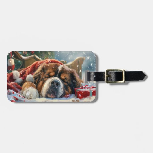 Tibetaanse Mastiff Hond Kerst Mis Bagagelabel (Voorkant horizontaal)