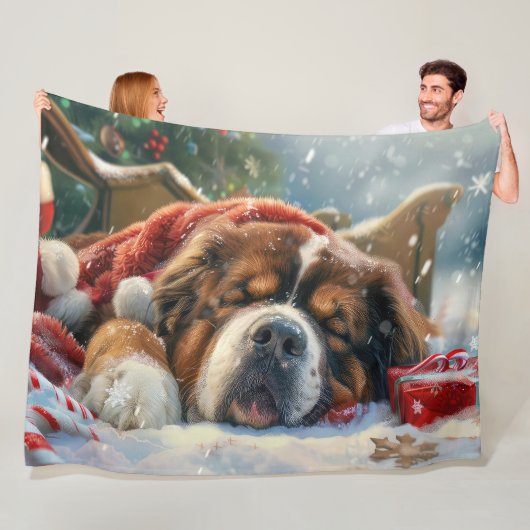 Tibetaanse Mastiff Hond Kerst Mis Fleece Deken (In situ)