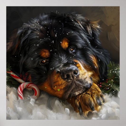 Tibetaanse Mastiff Hond Kerst Mis Poster (Voorkant)