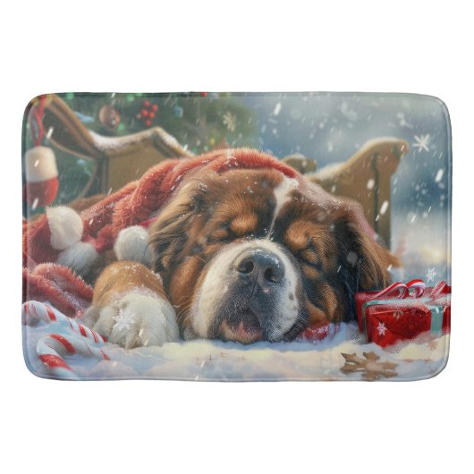 Tibetaanse Mastiff Hond Kerstfeest Badmat (Voorkant)