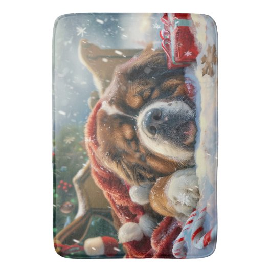 Tibetaanse Mastiff Hond Kerstfeest Badmat (Voorkant Verticaal)