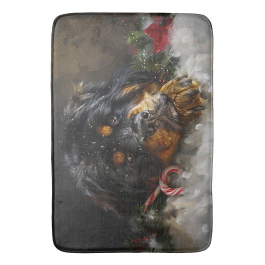 Tibetaanse Mastiff Hond Kerstfeest Badmat (Voorkant Verticaal)