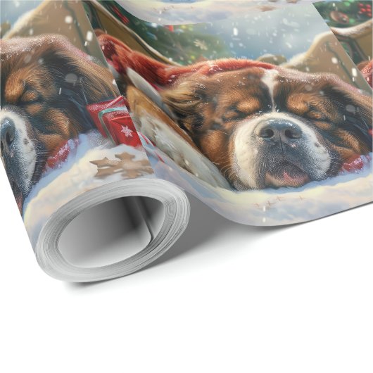 Tibetaanse Mastiff Hond Kerstfeest Cadeaupapier (Rol Hoek)