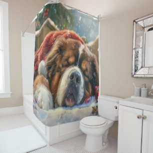 Tibetaanse Mastiff Hond Kerstfeest Douchegordijn