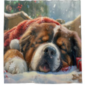 Tibetaanse Mastiff Hond Kerstfeest Douchegordijn (Voorkant)