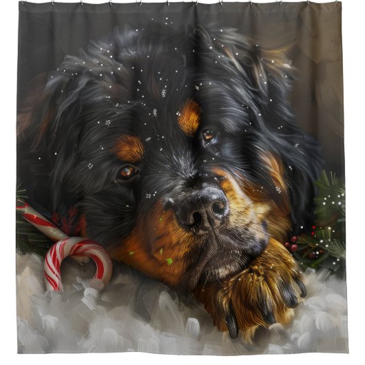 Tibetaanse Mastiff Hond Kerstfeest Douchegordijn (Voorkant)