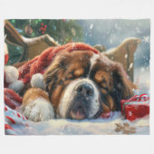 Tibetaanse Mastiff Hond Kerstfeest Fleece Deken (Voorkant (Horizontaal))