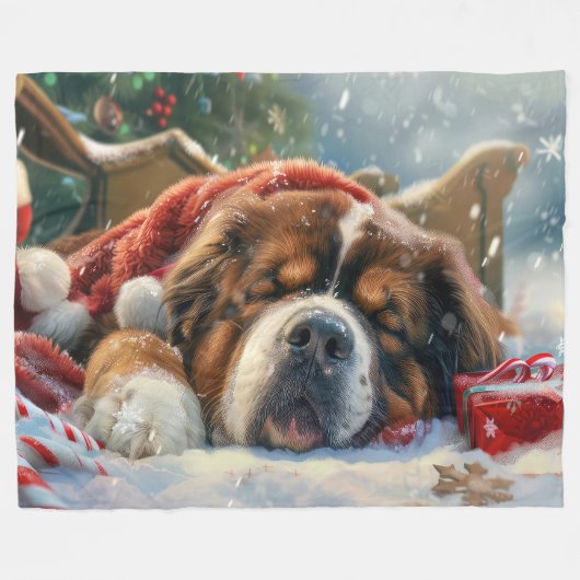 Tibetaanse Mastiff Hond Kerstfeest Fleece Deken (Voorkant (Horizontaal))