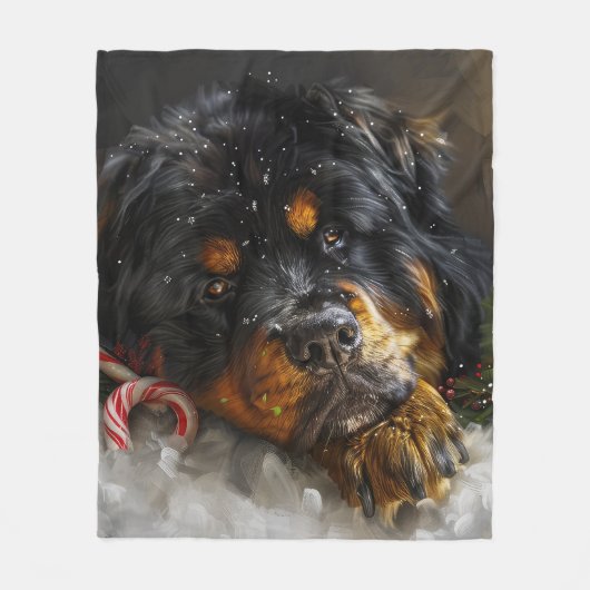 Tibetaanse Mastiff Hond Kerstfeest Fleece Deken (Voorkant)