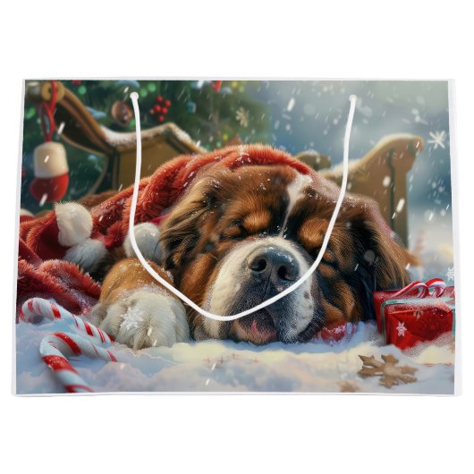 Tibetaanse Mastiff Hond Kerstfeest Groot Cadeauzakje (Voorkant)