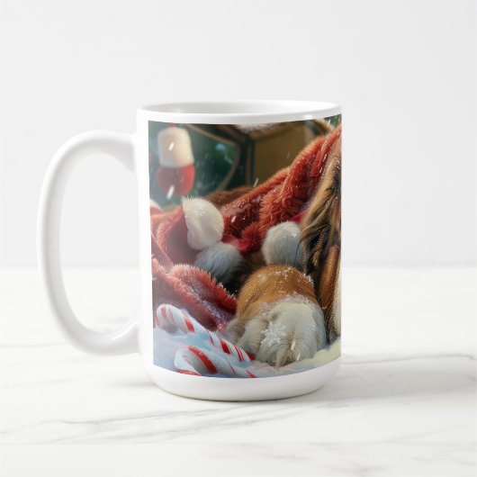 Tibetaanse Mastiff Hond Kerstfeest Koffiemok (Links)