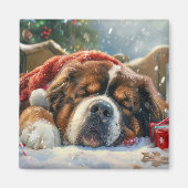Tibetaanse Mastiff Hond Kerstfeest Magneet (Voorkant)