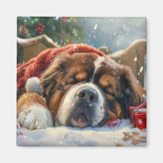 Tibetaanse Mastiff Hond Kerstfeest Magneet (Voorkant)