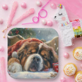 Tibetaanse Mastiff Hond Kerstfeest Papieren Bordje (Feest)