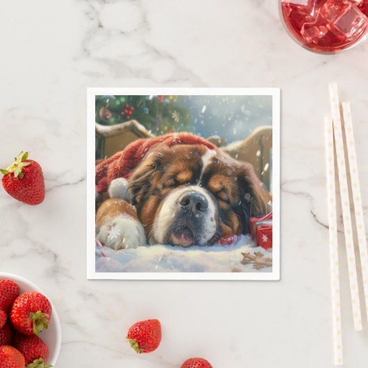 Tibetaanse Mastiff Hond Kerstfeest Servet (Insitu)