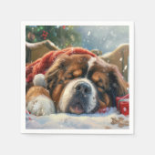 Tibetaanse Mastiff Hond Kerstfeest Servet (Voorkant)