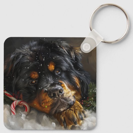 Tibetaanse Mastiff Hond Kerstfeest Sleutelhanger (Achterkant)