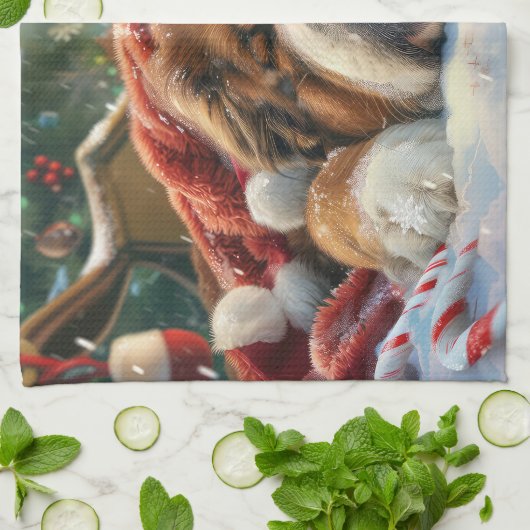 Tibetaanse Mastiff Hond Kerstfeest Theedoek (Gevouwen)