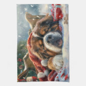 Tibetaanse Mastiff Hond Kerstfeest Theedoek (Verticaal)