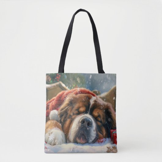 Tibetaanse Mastiff Hond Kerstfeest Tote Bag (Voorkant)