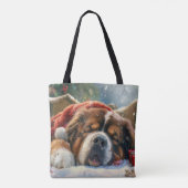 Tibetaanse Mastiff Hond Kerstfeest Tote Bag (Achterkant)