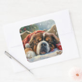 Tibetaanse Mastiff Hond Kerstfeest Vierkante Sticker (Envelop)