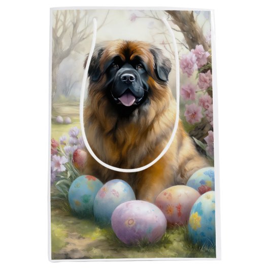 Tibetaanse Mastiff Hond met Paaseieren Vakantie Medium Cadeauzakje (Voorkant)