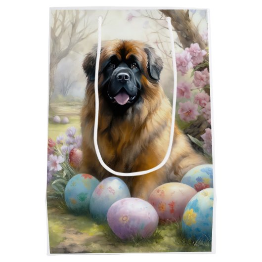 Tibetaanse Mastiff Hond met Paaseieren Vakantie Medium Cadeauzakje (Achterkant)