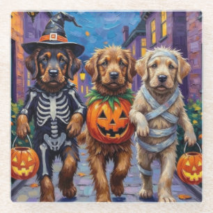 Tibetaanse Mastiff Honden in Halloween Kostuums Glazen Onderzetter