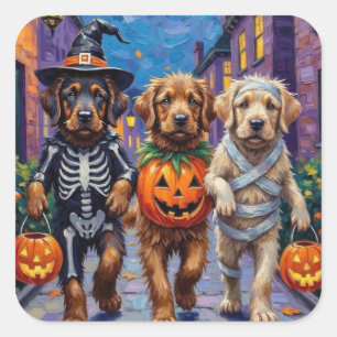 Tibetaanse Mastiff Honden In Halloween Kostuums Vierkante Sticker