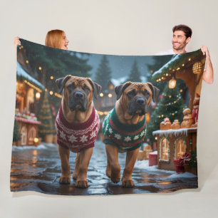 Tibetaanse Mastiff Honden Kerst Sneeuw Vakantie Fleece Deken
