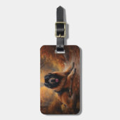 Tibetaanse mastiff in herfst laat Herfst inspirere Bagagelabel (Voorkant verticaal)