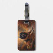 Tibetaanse mastiff in herfst laat Herfst inspirere Bagagelabel (Achterkant verticaal)