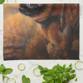 Tibetaanse mastiff in herfst laat Herfst inspirere Theedoek (Gevouwen)