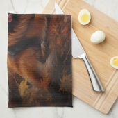 Tibetaanse mastiff in herfst laat Herfst inspirere Theedoek (Quarter Fold)