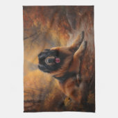 Tibetaanse mastiff in herfst laat Herfst inspirere Theedoek (Verticaal)