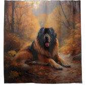 Tibetaanse Mastiff in herfstbladeren val inspireer Douchegordijn (Voorkant)