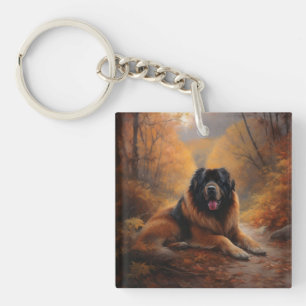 Tibetaanse Mastiff in herfstbladeren val inspireer Sleutelhanger