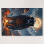 Tibetaanse Mastiff maanverlichte Halloween-portret Legpuzzel (Horizontaal)