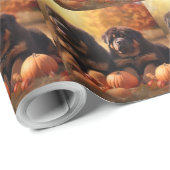 Tibetaanse Mastiff Puppy Herfst Delight Pompoen Cadeaupapier (Rol Hoek)