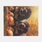 Tibetaanse Mastiff Puppy Herfst Delight Pompoen Fleece Deken (Voorkant (Horizontaal))