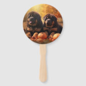 Tibetaanse Mastiff Puppy Herfst Delight Pompoen Handwaaier (Voorkant)