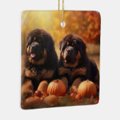 Tibetaanse Mastiff Puppy Herfst Delight Pompoen Keramisch Ornament (Rechts)