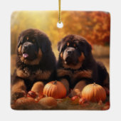Tibetaanse Mastiff Puppy Herfst Delight Pompoen Keramisch Ornament (Achterkant)