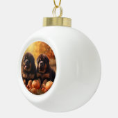Tibetaanse Mastiff Puppy Herfst Delight Pompoen Keramische Bal Ornament (Rechts)